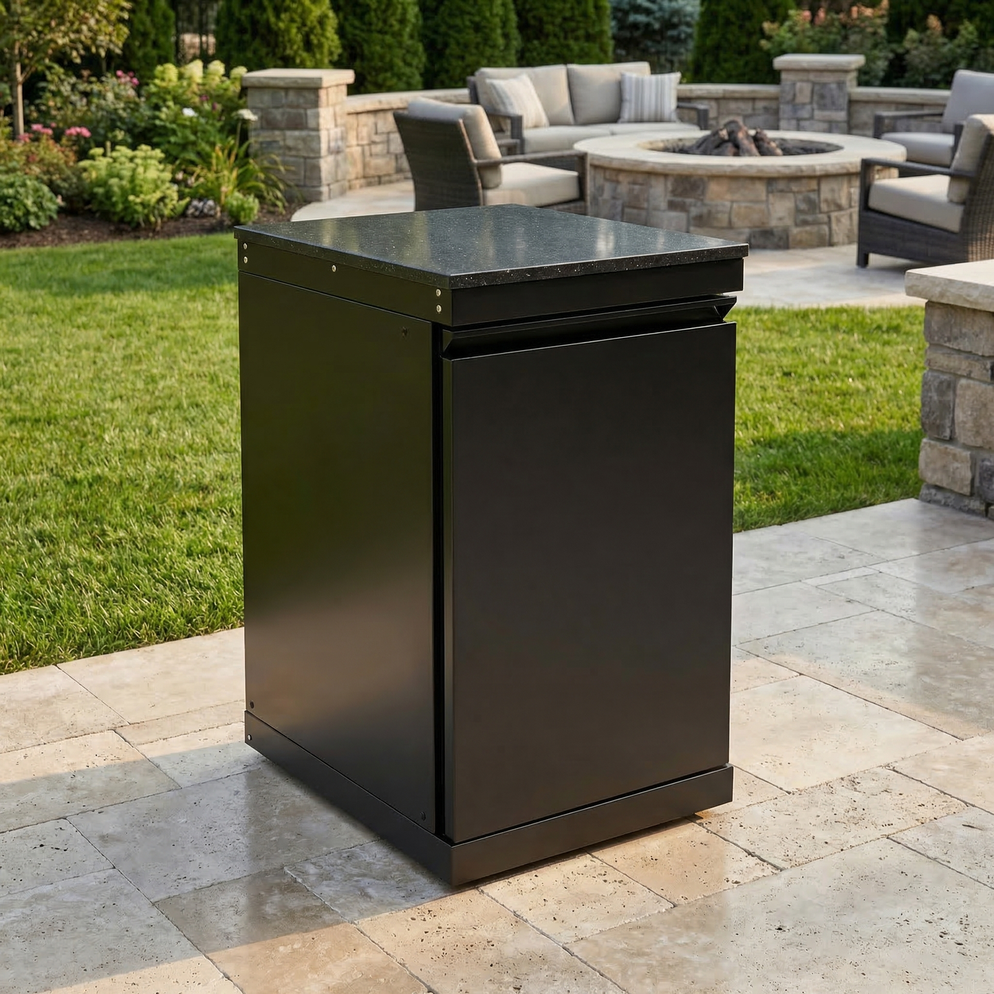 Black Single-door Storage Locker Outdoor Kitchen Islands