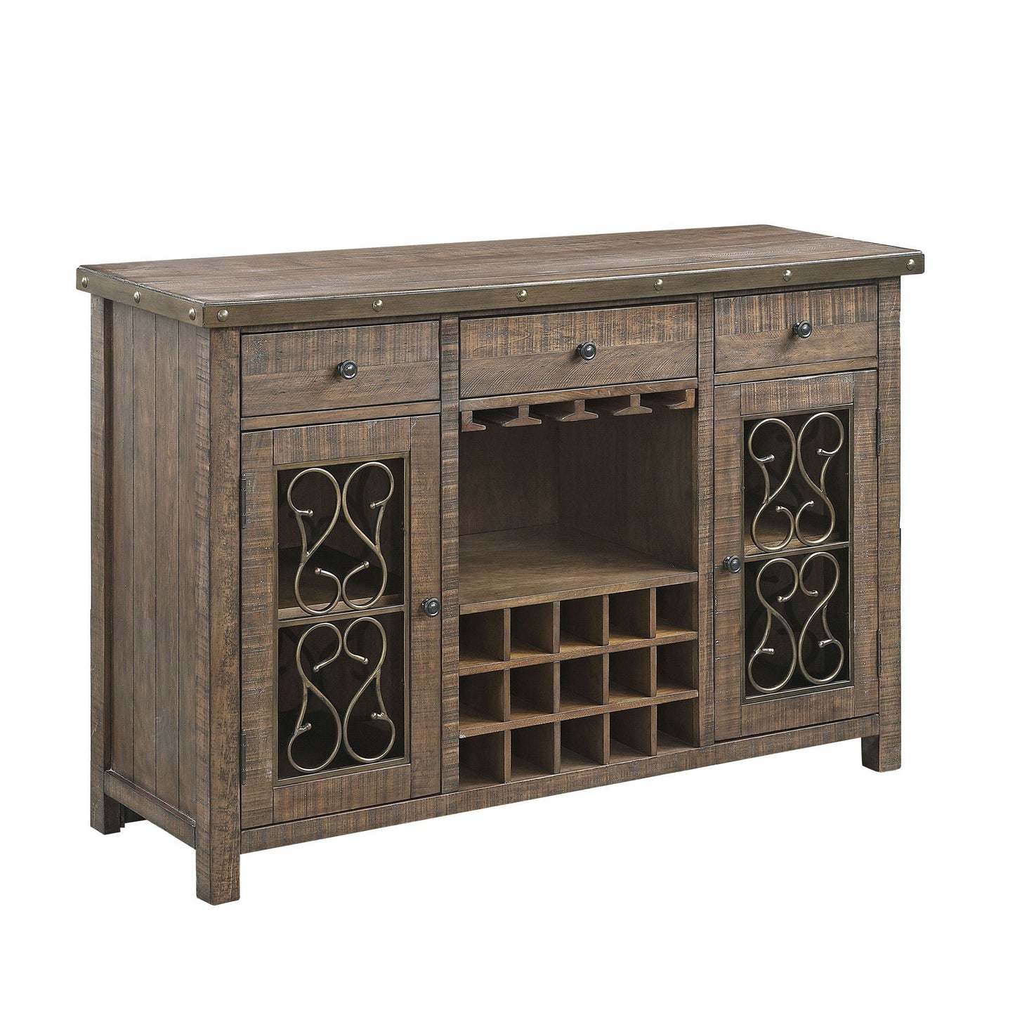 Raphaela Server With Cup Holder & Wine Rack - Cherry