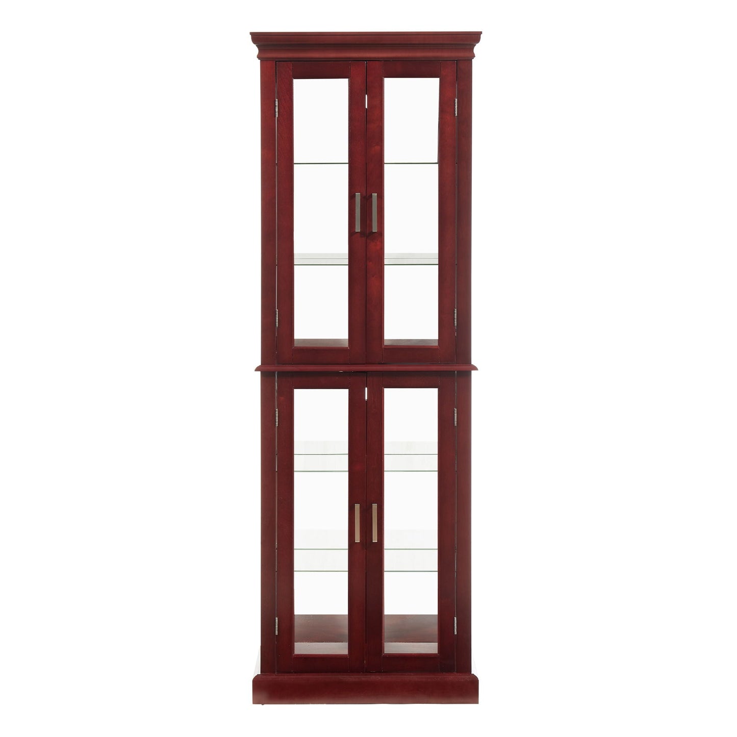 Lighted Curio Cabinet With Adjustable Shelves and Mirrored Back Panel