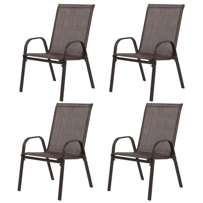 4 Piece Patio Chairs Set with Breathable Textilene Fabric (Brown)
