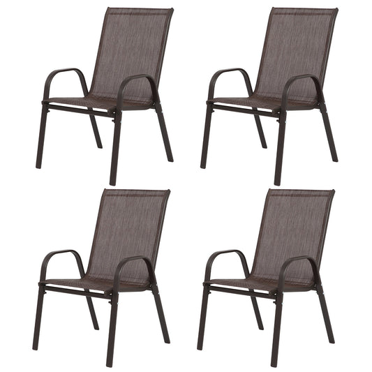 4 Piece Patio Chairs Set with Breathable Textilene Fabric (Brown)