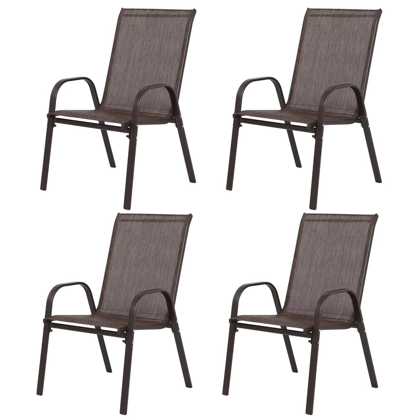 8 Piece Patio Chairs with Breathable Textilene Fabric - Brown