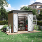 6x4 FT Metal Garden Shed With Hinge Door Pent Roof