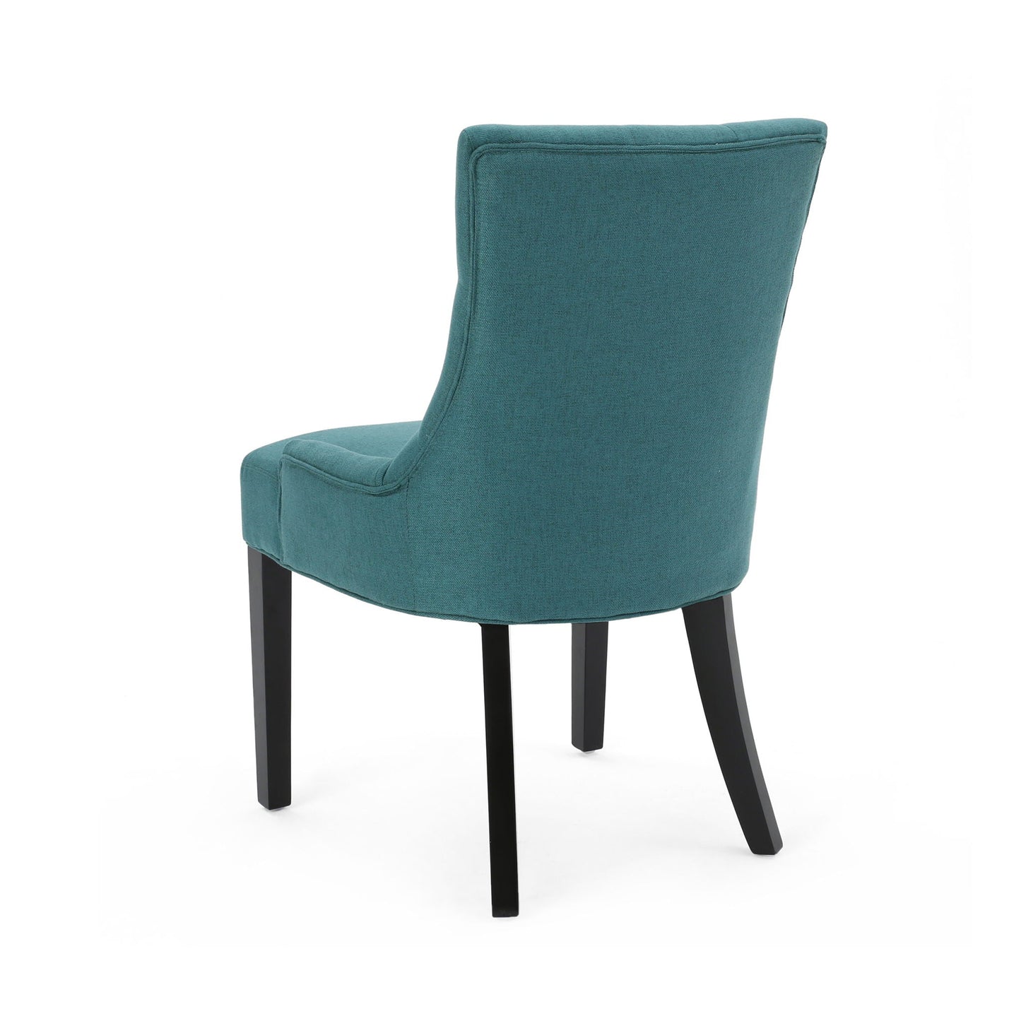 Dining Chair Set of 2 With Upholstered Diamond Tufting And Espresso Birch Legs - Teal