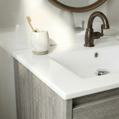 24"W x 18.5"D Drop-In Bathroom Ceramic Vessel Sink with Single Hole