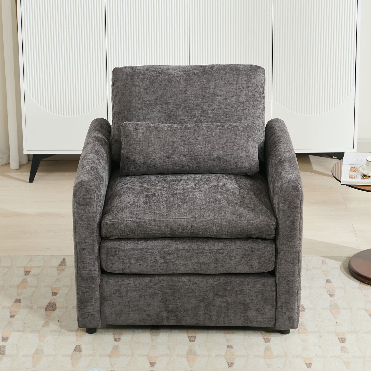 Cozy Upholstered Cushion Armchair For Living Room