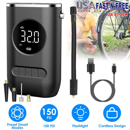 Car Tire Inflator Pump Portable Car Air Compressor Wireless Electric Air Pump 150 PSI with LED Light