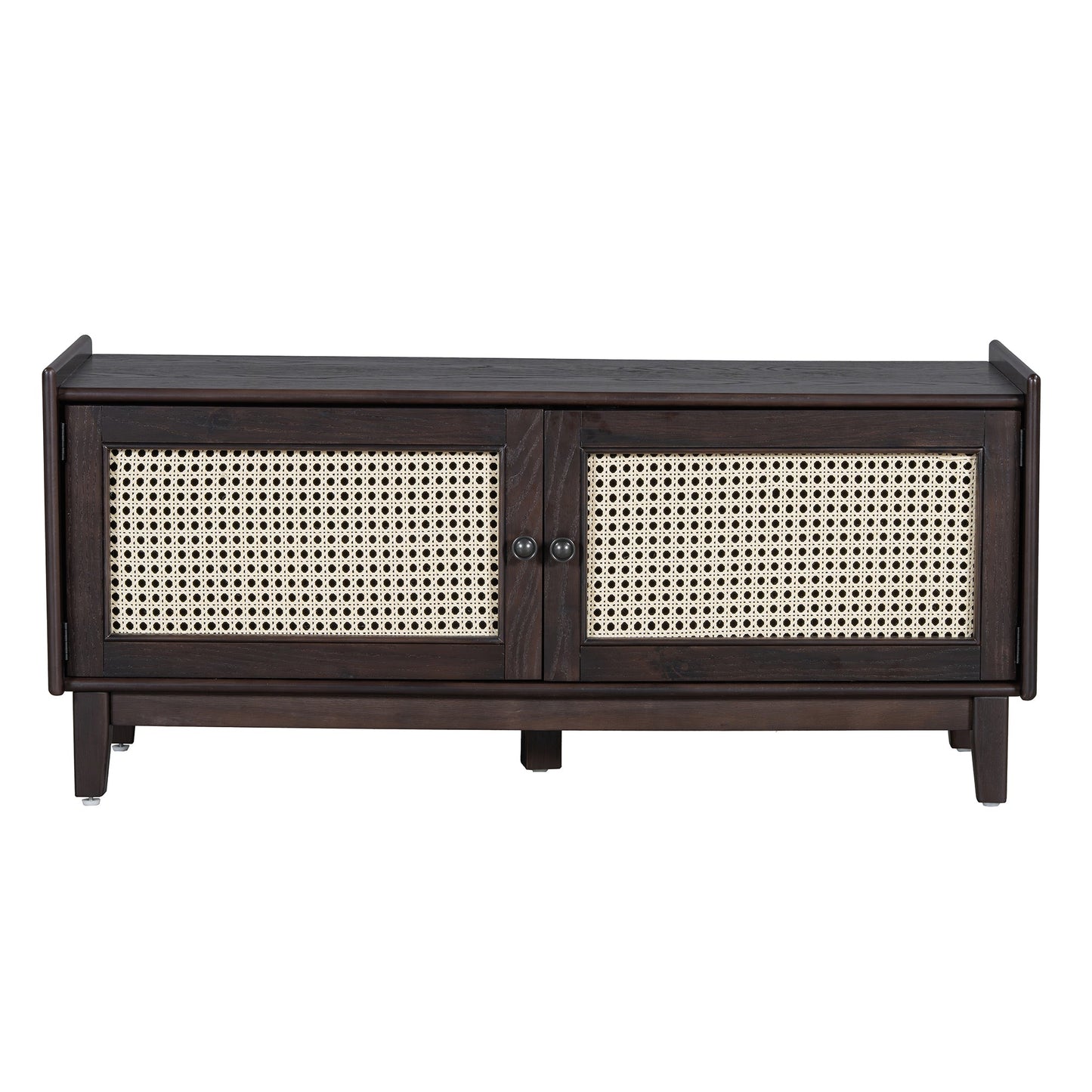 TREXM Boho Rattan Entryway Bench with Storage