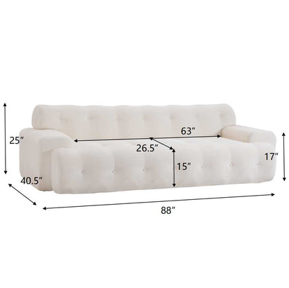 88 in. Cloud 3 Seater Chenille Sofa with Button Tufted Upholstery