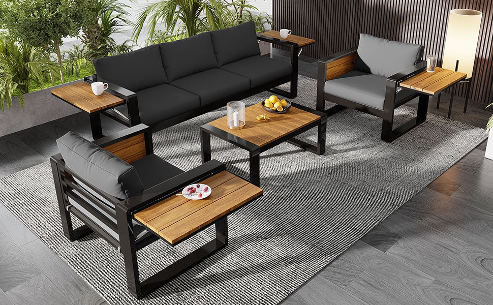Aluminum Frame Large 4-Piece Outdoor Patio Furniture Set for 5 Person