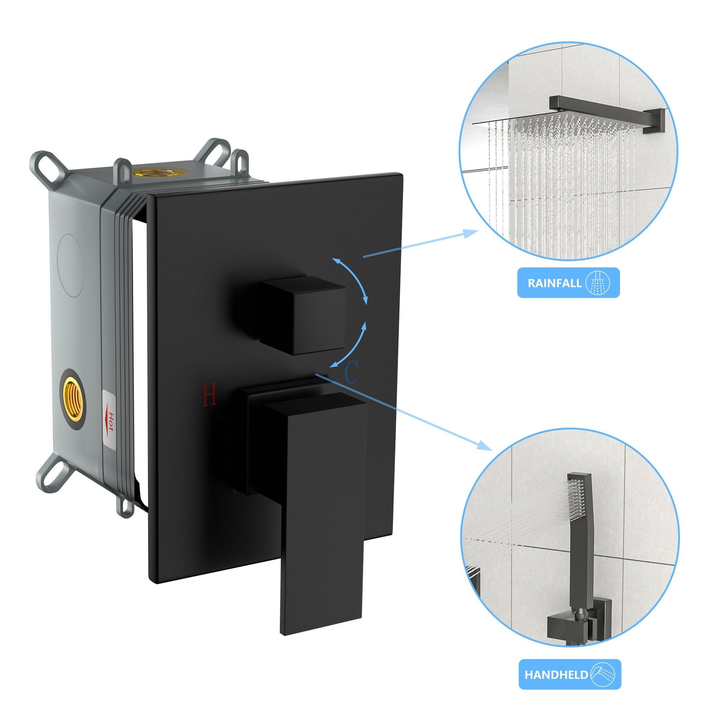 Modern Shower System With Adjustable Slide Bar, Stainless Steel And Brass Construction