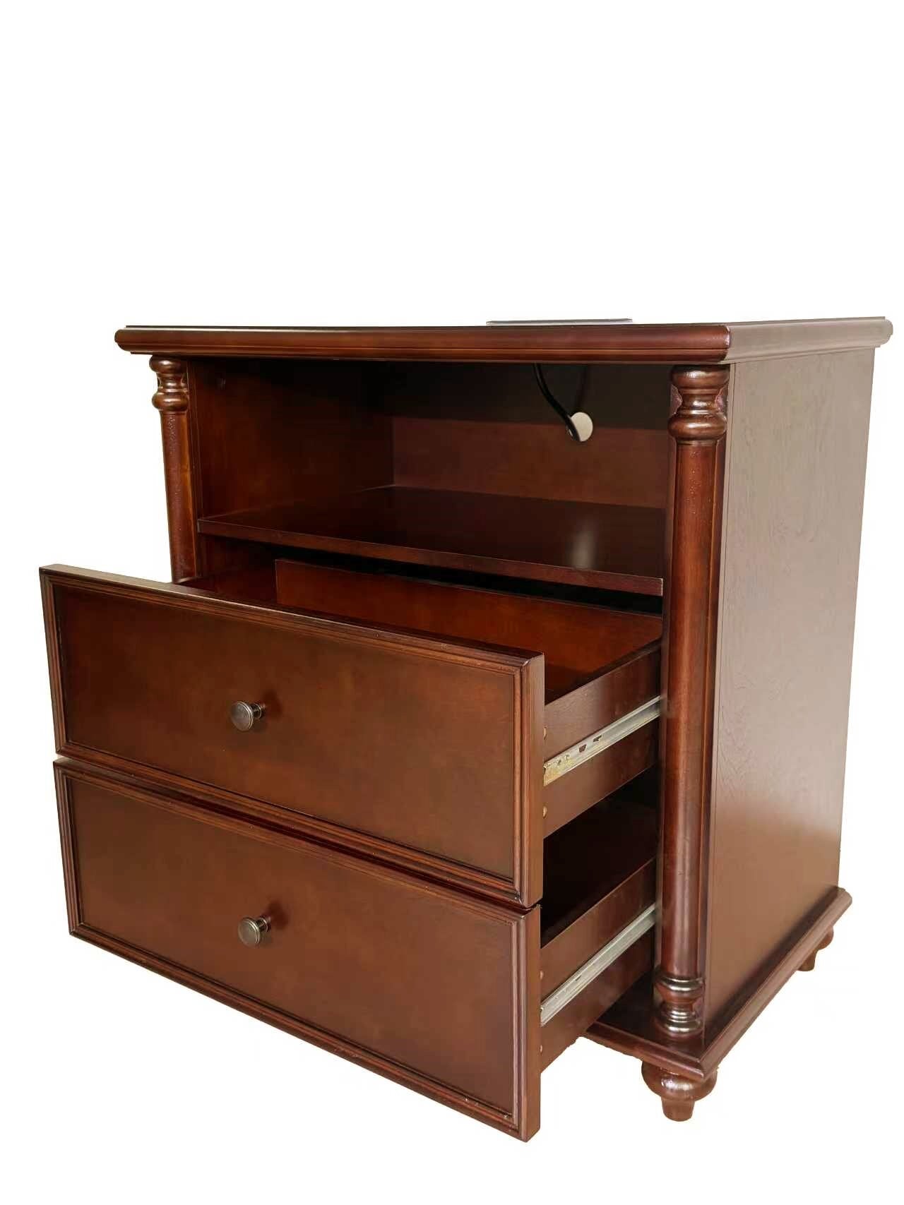 28" Nightstand with Charging Station, Rustic