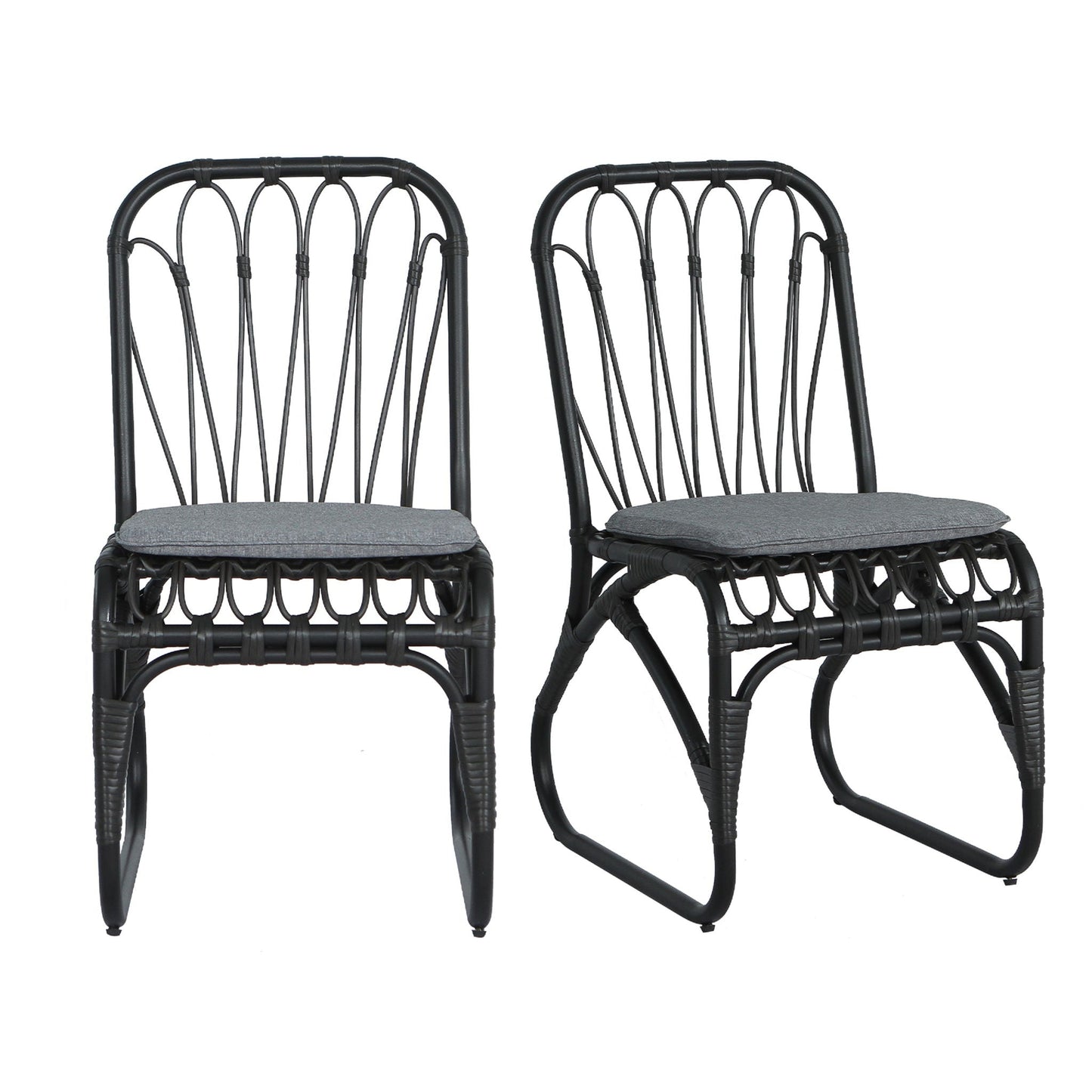Outdoor Wicker Dining Chairs With Washable Cushions (Set of 2)