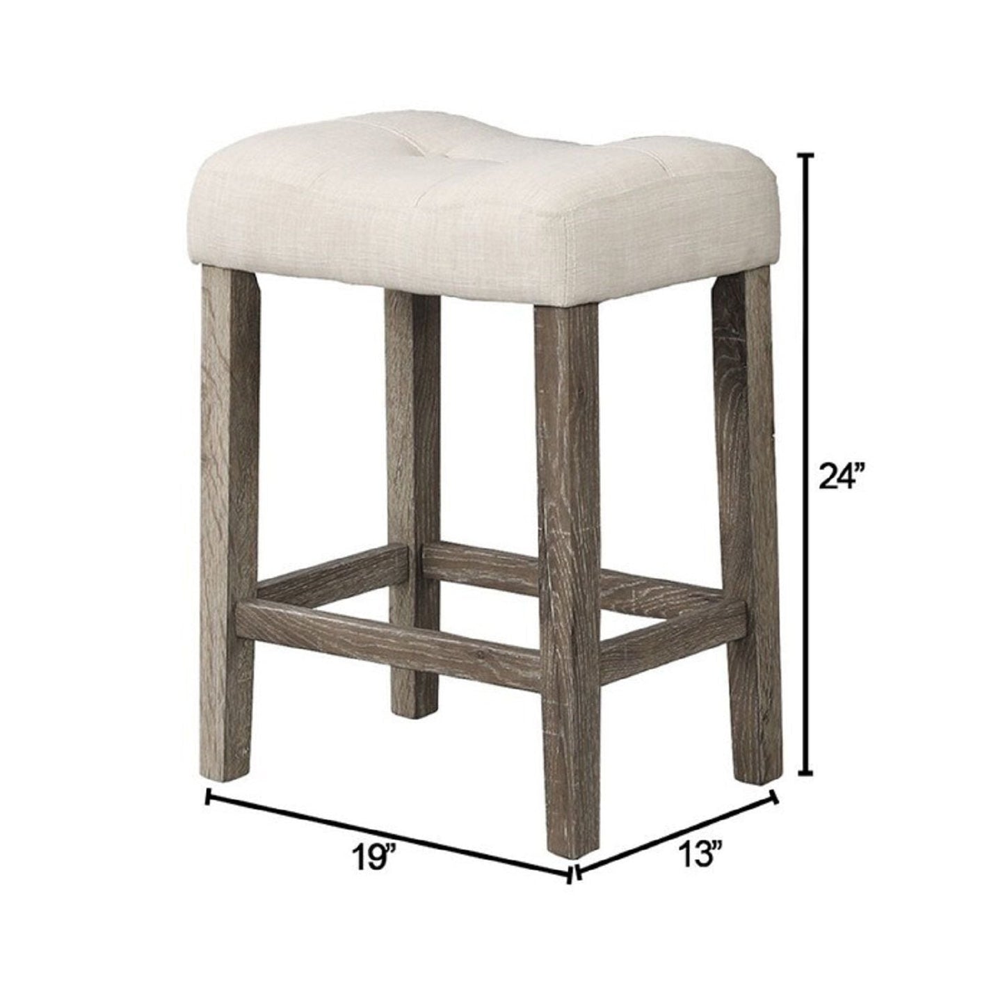 Transitional Style Counter Height Dining Stool With Footrest (Set of 2)