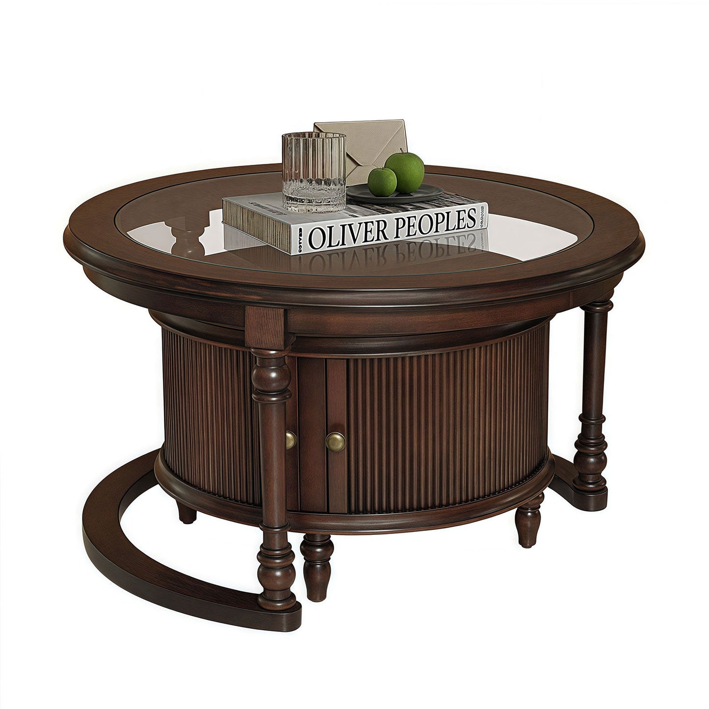 Modern Nesting Coffee Table Set with Glass and Solid Wood Frame