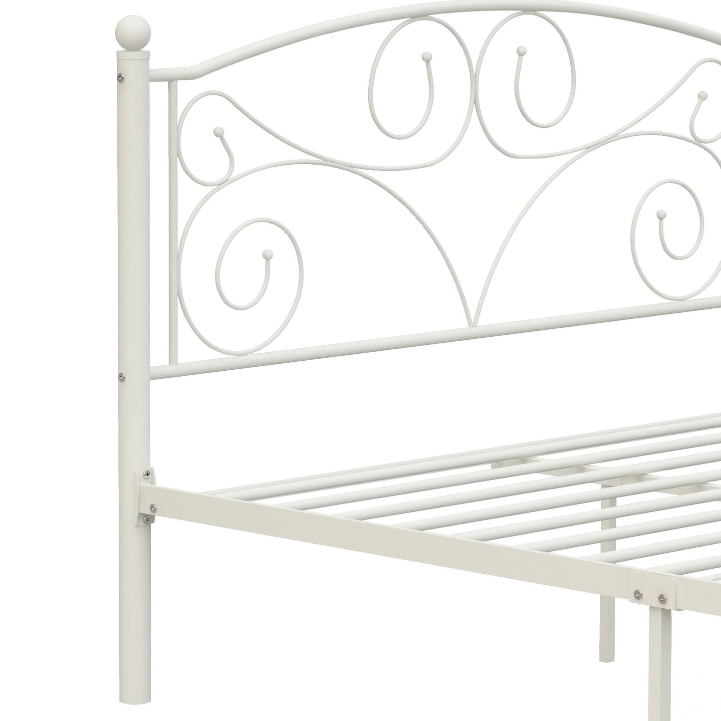 Full Size Unique Flower Sturdy System Metal Bed Frame with Headboard