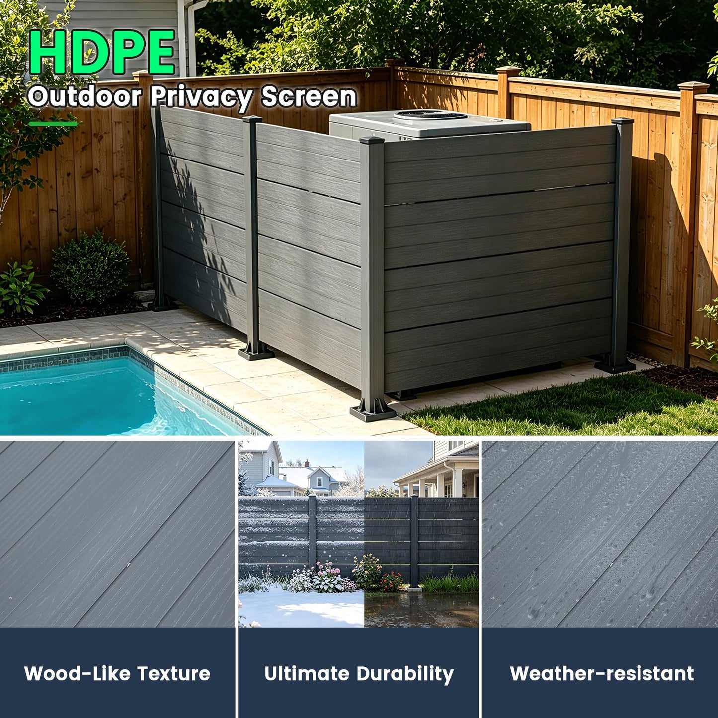 50" W x 49" H Outdoor Privacy Screen with Aluminum Posts