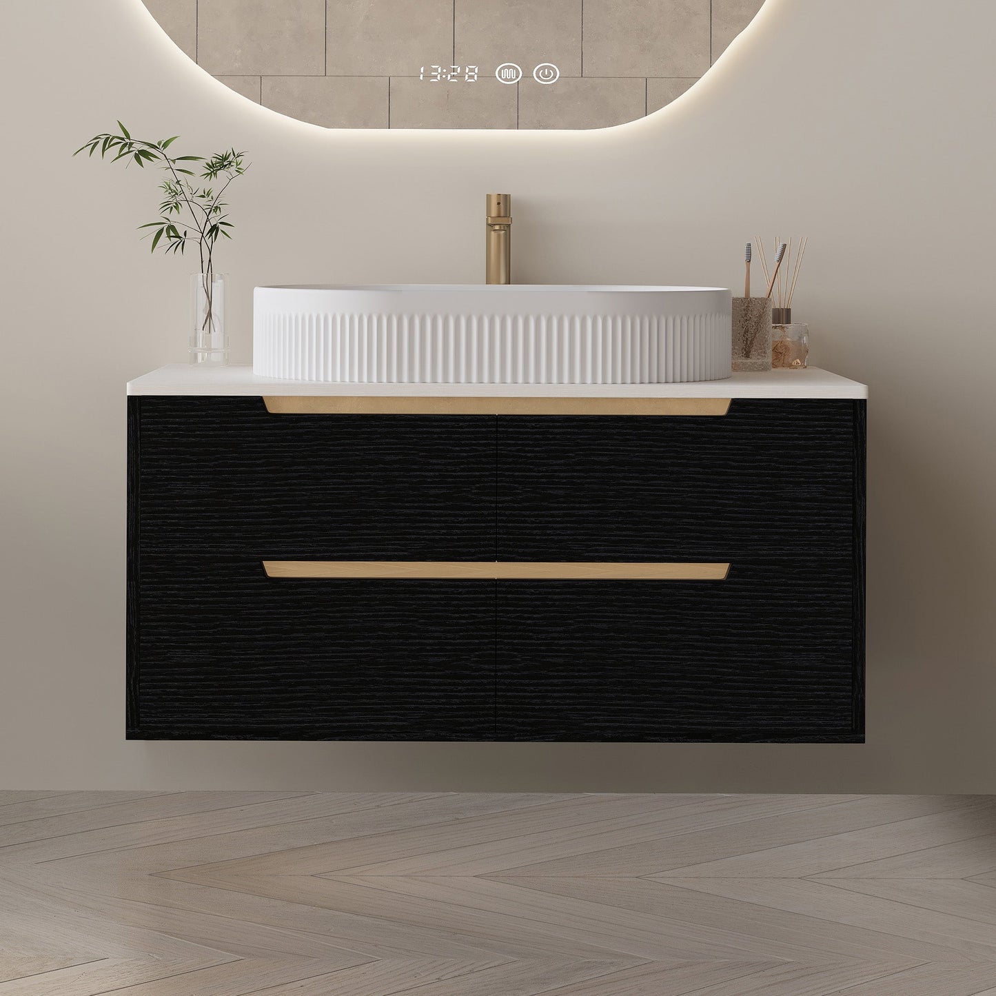 36 Inch Bathroom Vanity with Ceramic Integrated Sink & Soft-Close Drawers