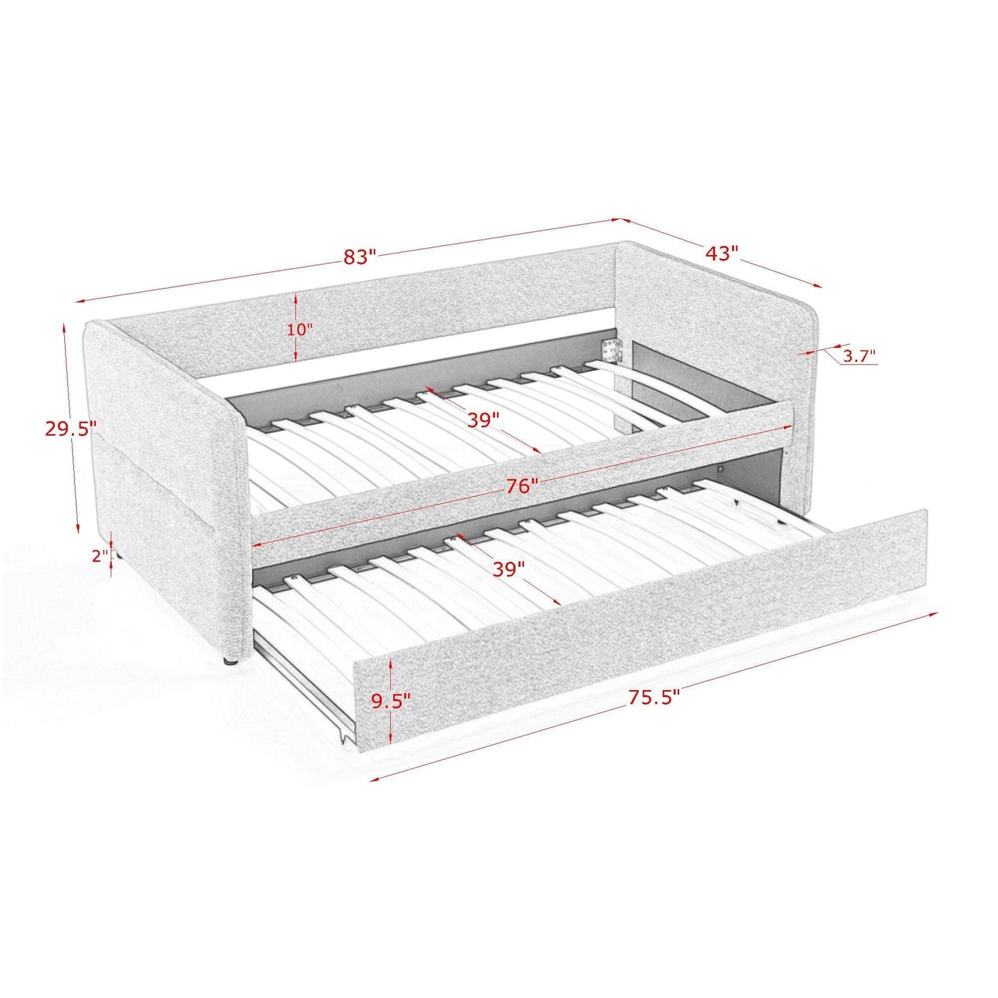 Upholstered Daybed With Pop Up Trundle