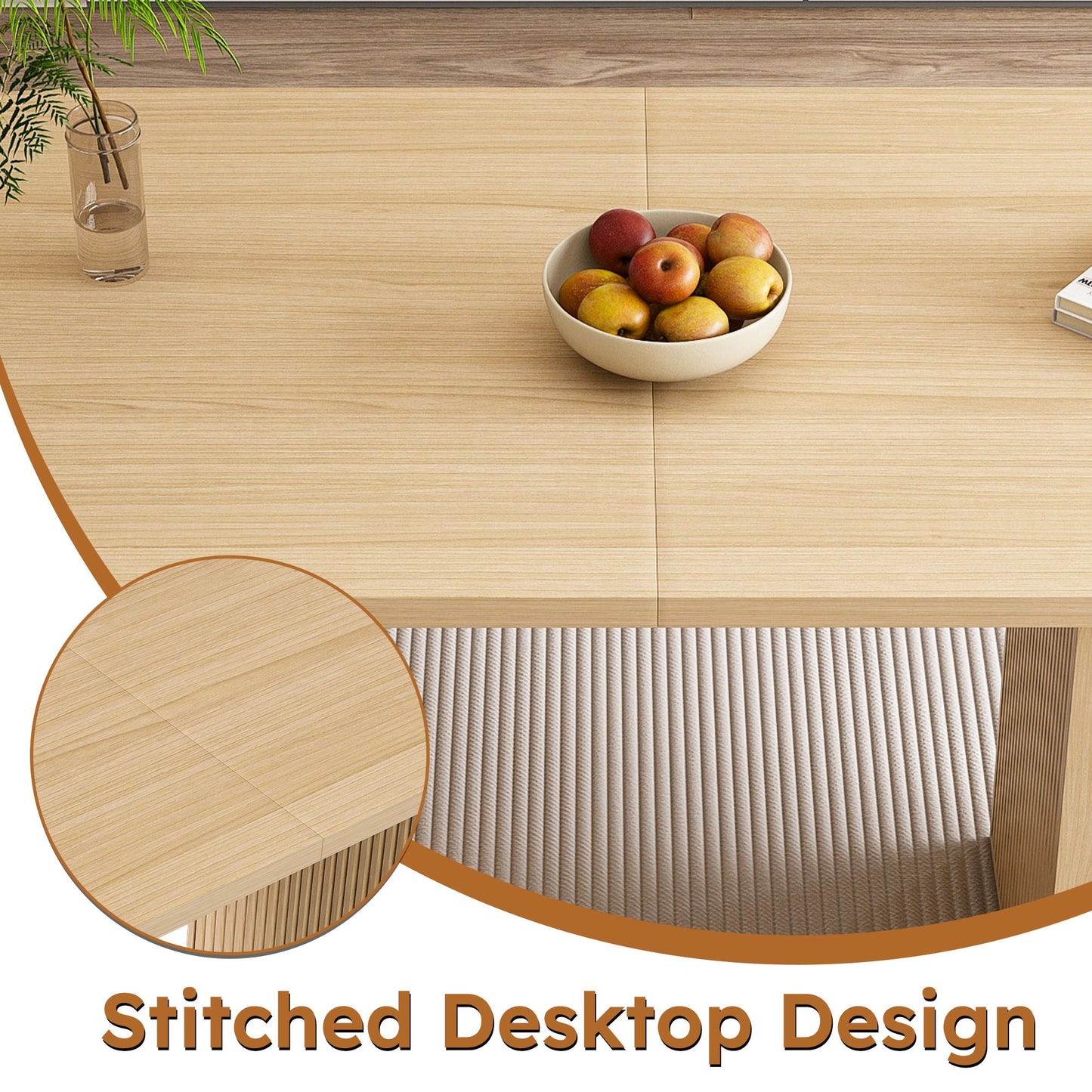 Oval Dining Table With Wood Strip Base