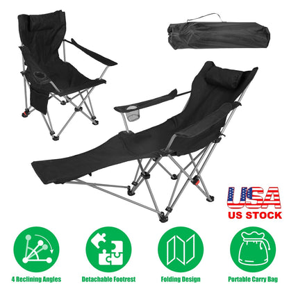 Reclining Camping Chair with Footrest – 4-Position Adjustable