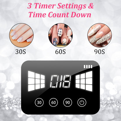 120W LED UV Nail Lamp with 3 Timer Setting Auto Sensor Rechargeable LED Gel Nail Dryer for Fingernail and Toenail Fast Polish Curing for Salon Home Pr