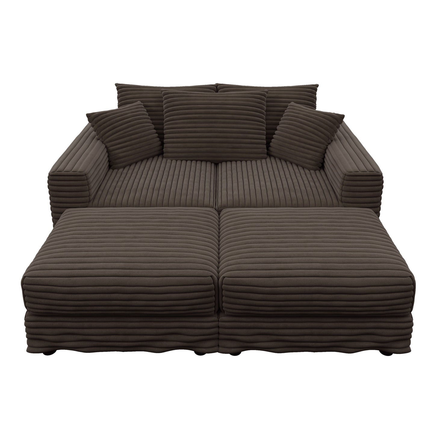 Deep Seat Convertible Sofa With Soft Pillows And Ottomans