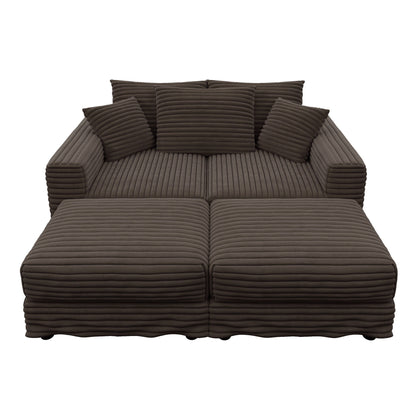 Deep Seat Convertible Sofa With Soft Pillows And Ottomans