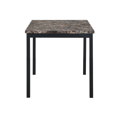 Furniture 5 Piece Metal Dinette Set with Faux Marble Top - Black