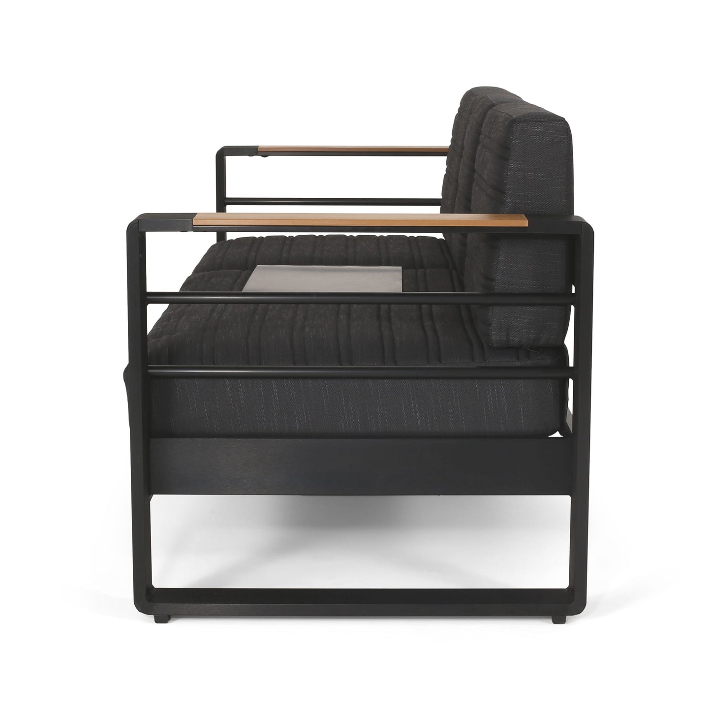 Giovanna 3-Seater Sofa with Aluminum Frame and Water-Repellent Cushions - Black