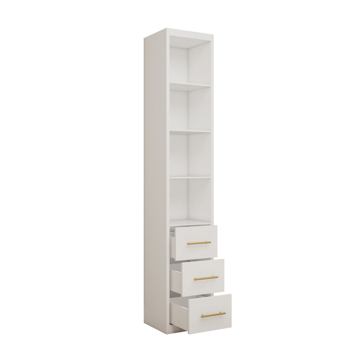 Tall Storage Cabinet With 3 Drawers For Bedroom - White