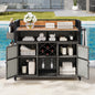 K&K 52.8"W Wicker Outdoor Grill Cart with Extended Table Top