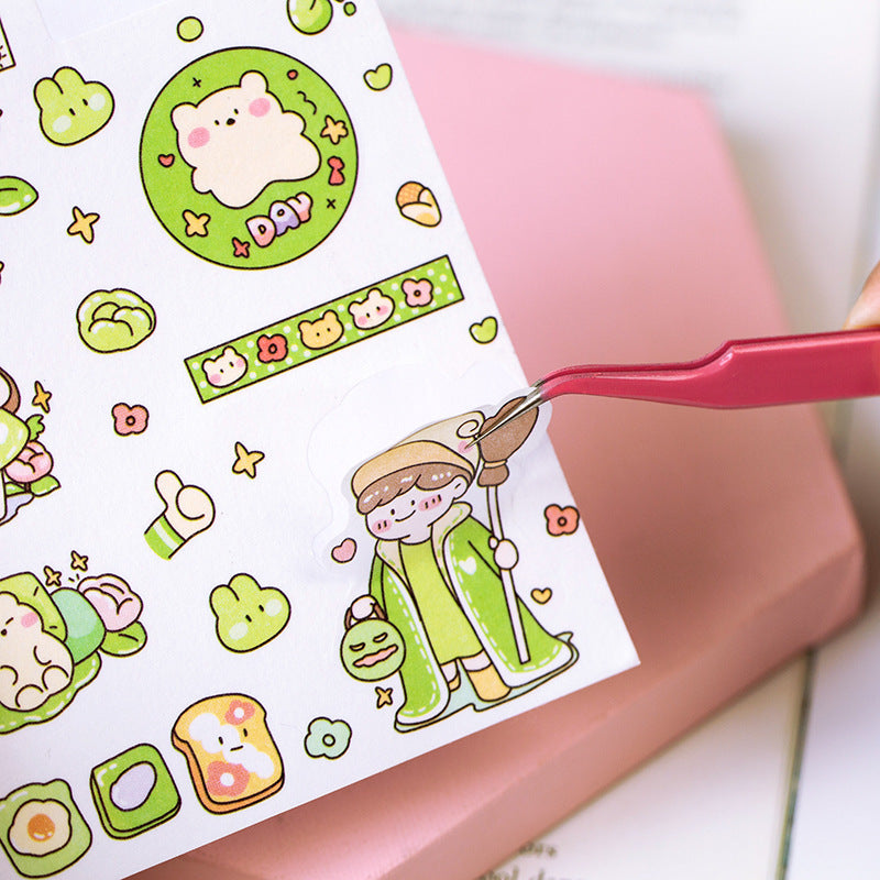 Stainless Steel Tweezers Macaron Colored Handbook And Paper Tape