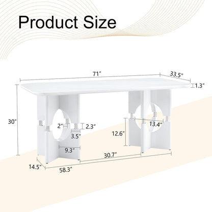 Modern Dining Table With Sleek Hollow-Out Frame And Accents