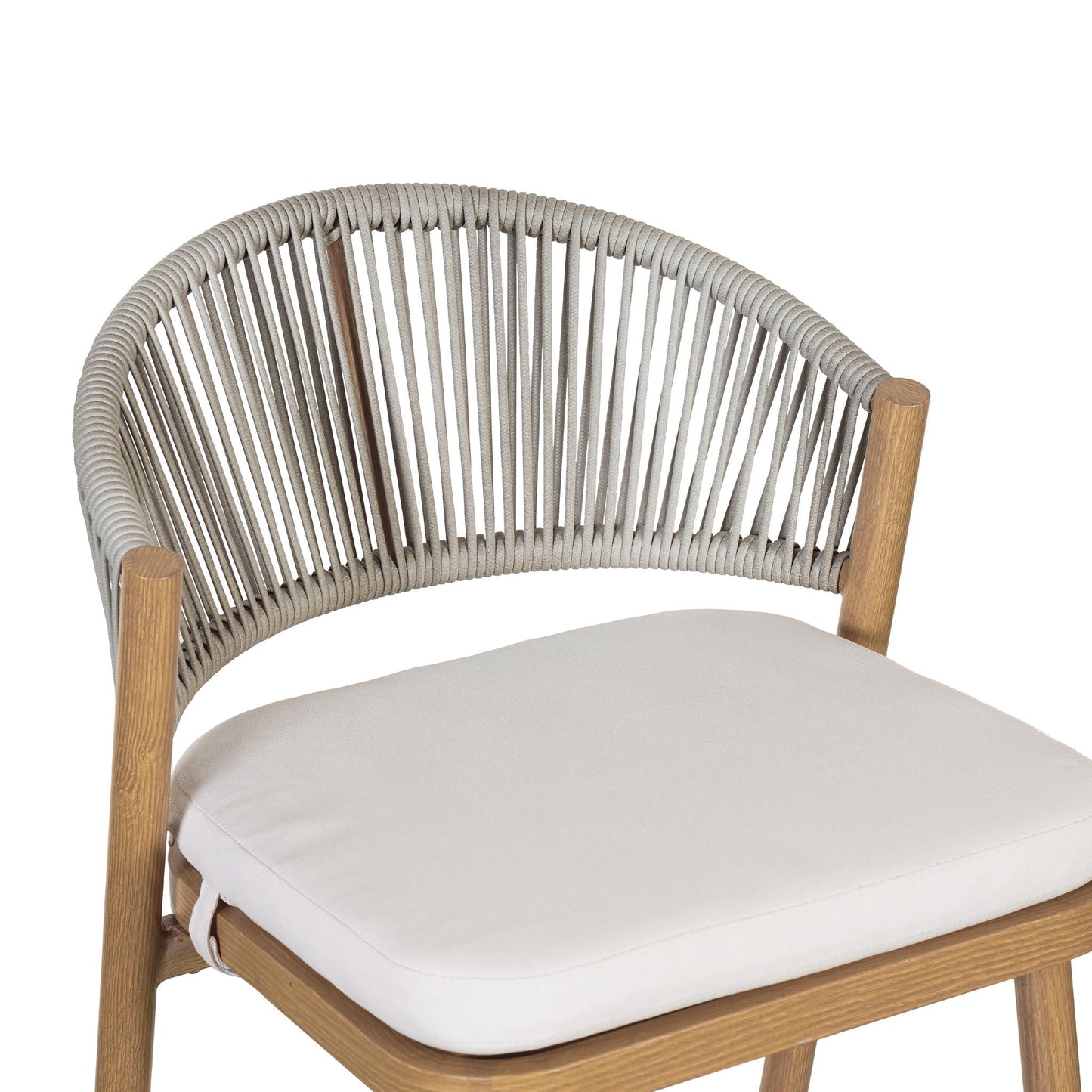 Outdoor Bar Height Metal Frame Counter Stools with Scallop-Shaped Backrest & Water-Resistant Cushions