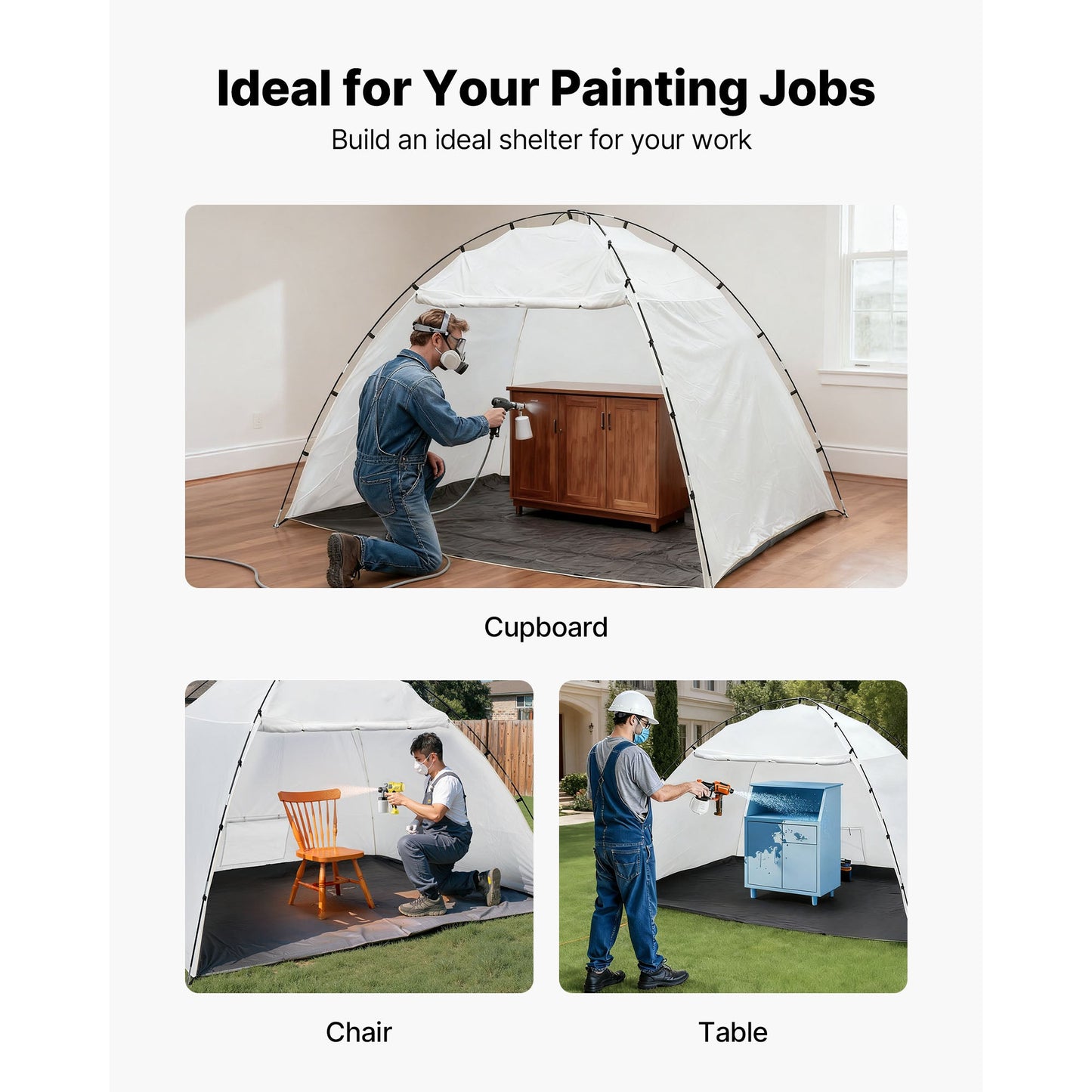Portable Paint Booth Tent, 115.35 x 90.55 x 74 inch Painting Tent Station