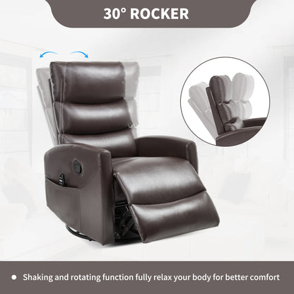 Heat Massage Manual Recliner Chair with Rocker and Swivel
