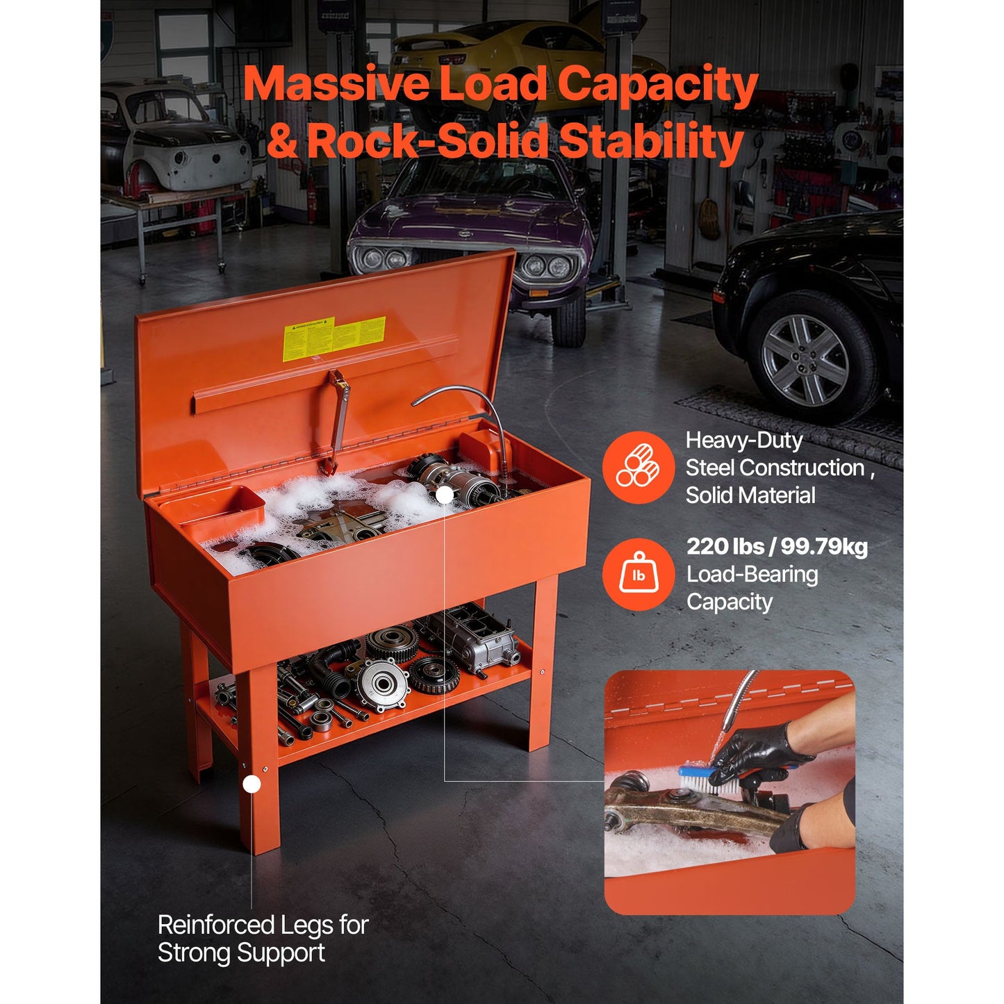 Parts Washer 40-Gallon with Electric Pump for Automotive Cleaning