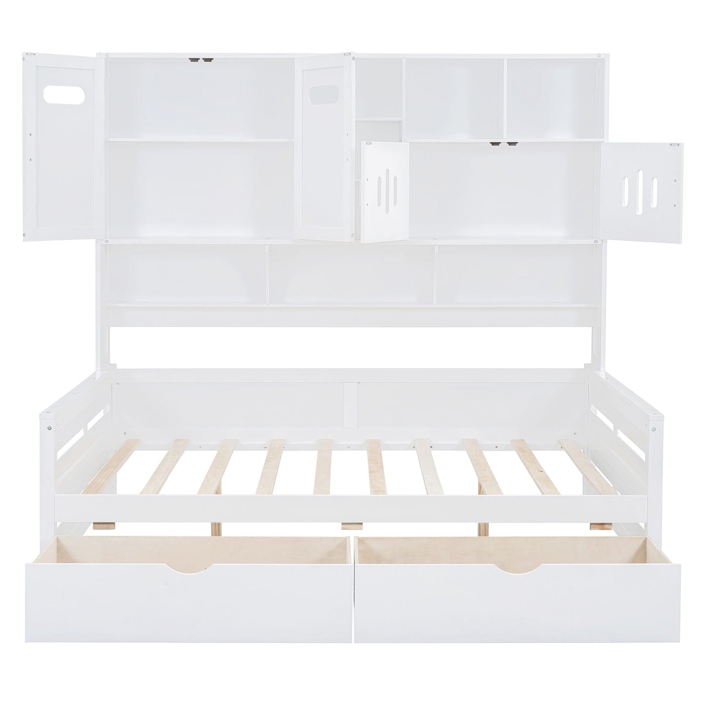Daybed With All-In-One Cabinet And Shelf