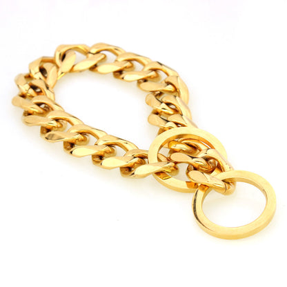 Two-tone Polished Gold Titanium Steel Necklace