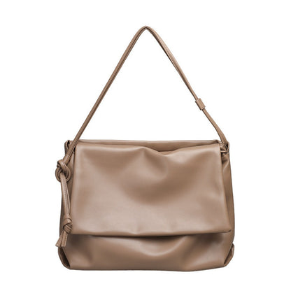 Casual One-Shoulder Messenger Bag – Retro-Textured Soft Leather Underarm Women's Bag, Versatile Flip-Top Portable Tote Bag