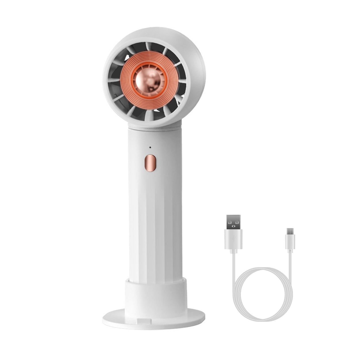 Portable Handheld Fan Rechargeable Pocket Personal Fan Quiet Desk Phone Holder Fan with 3 Speeds Removable Base for Commute Office Outdoor Indoor