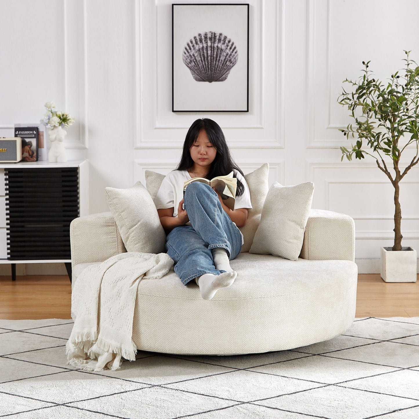 Swivel Chair With Rotating Base For Living Room
