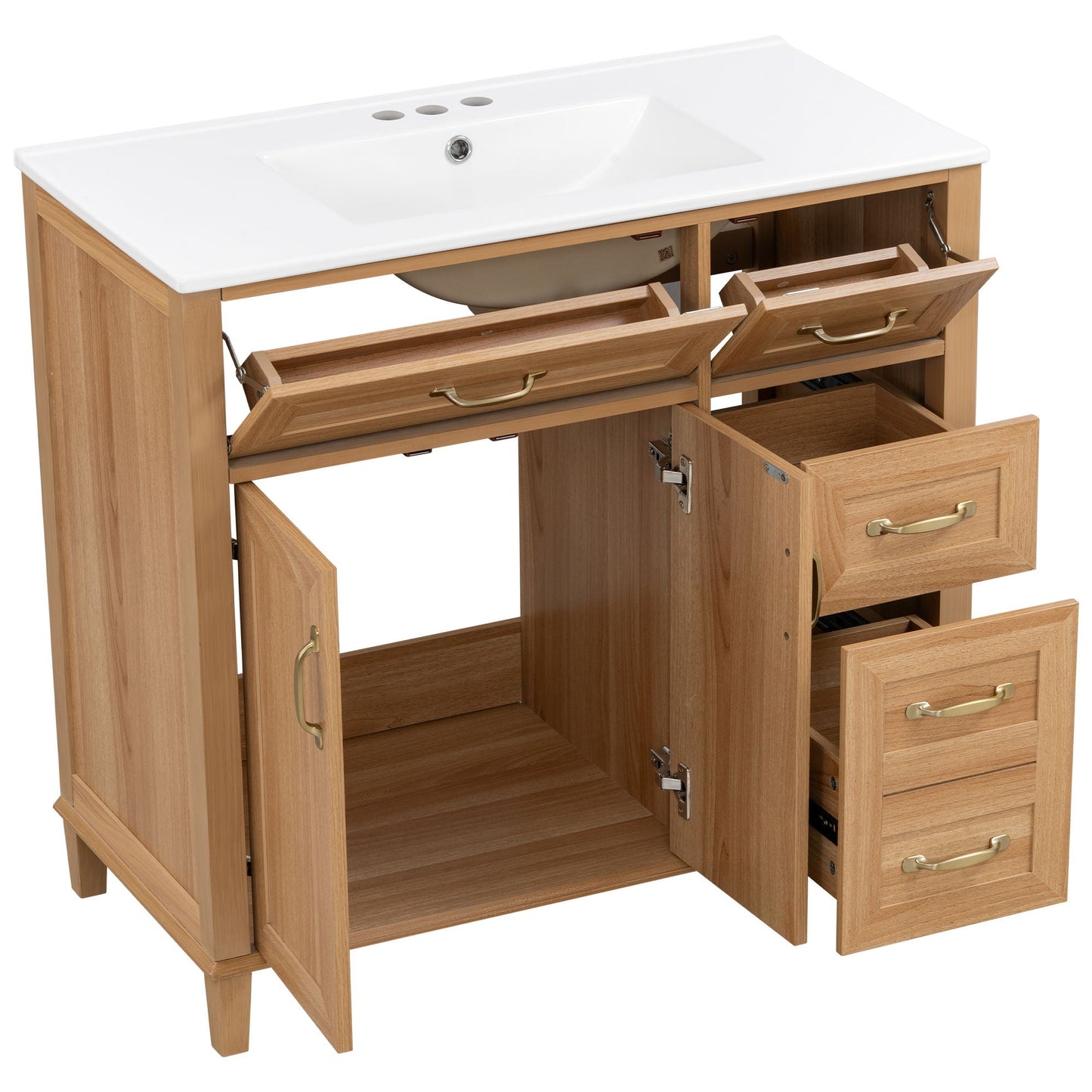 Bathroom Vanity With Sink, Soft Close Doors & Drawers - Wood