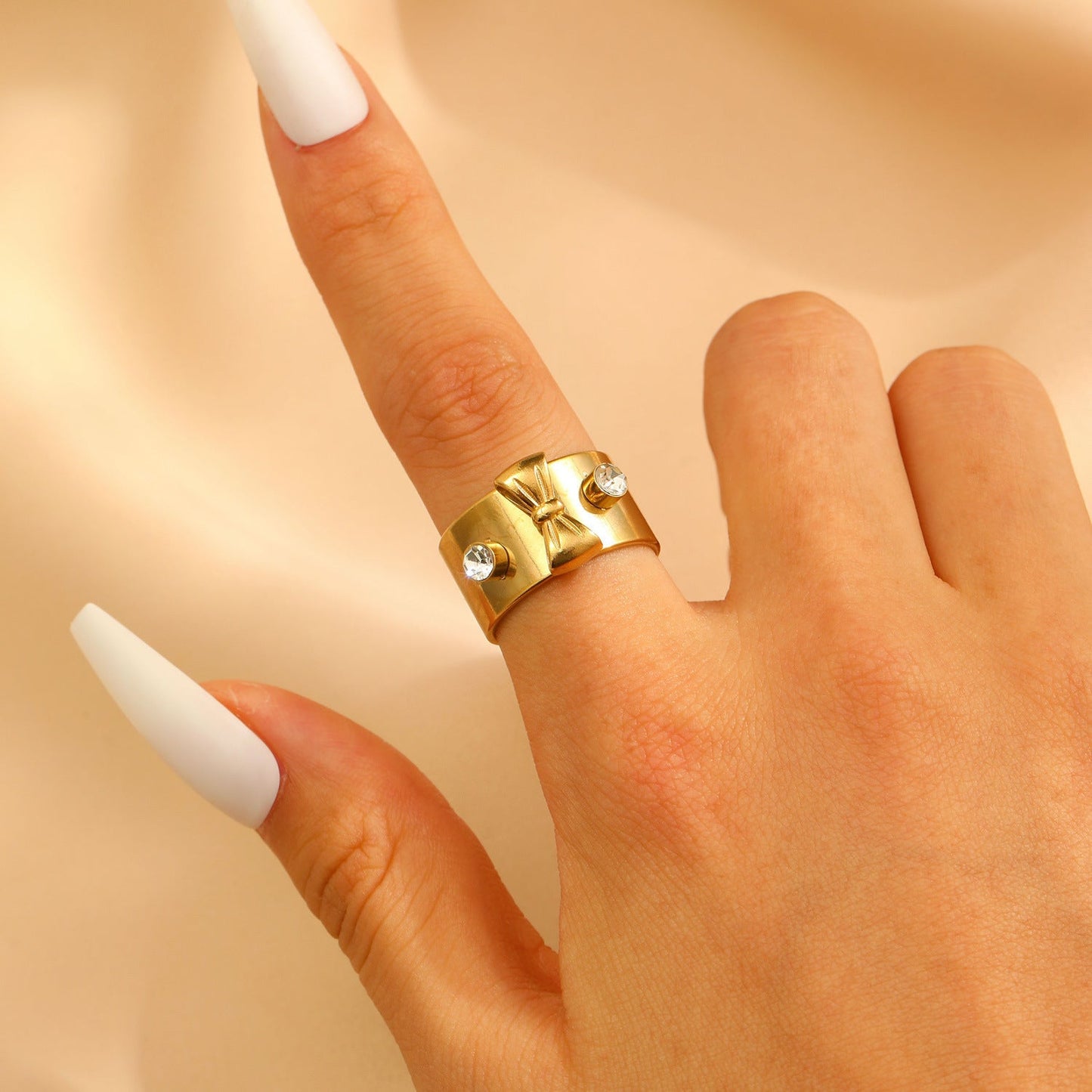 Stainless Steel Zircon Line Ring