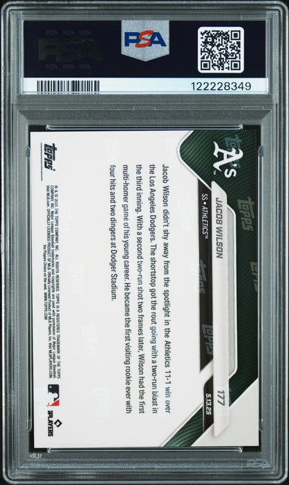 Graded 2025 Topps Now Jacob Wilson #177 Gold /50 Rookie RC Baseball Card PSA 10 Gem Mint