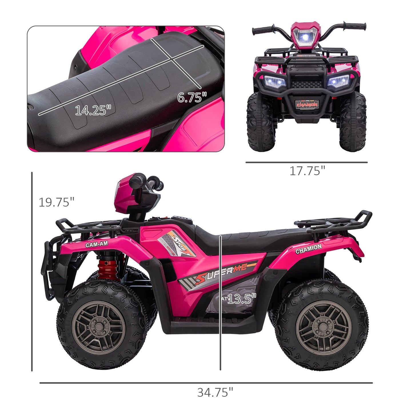 12V Kids ATV with Music, Headlights, and Forward/Backward Function - A Fun Ride for Young Adventurers!