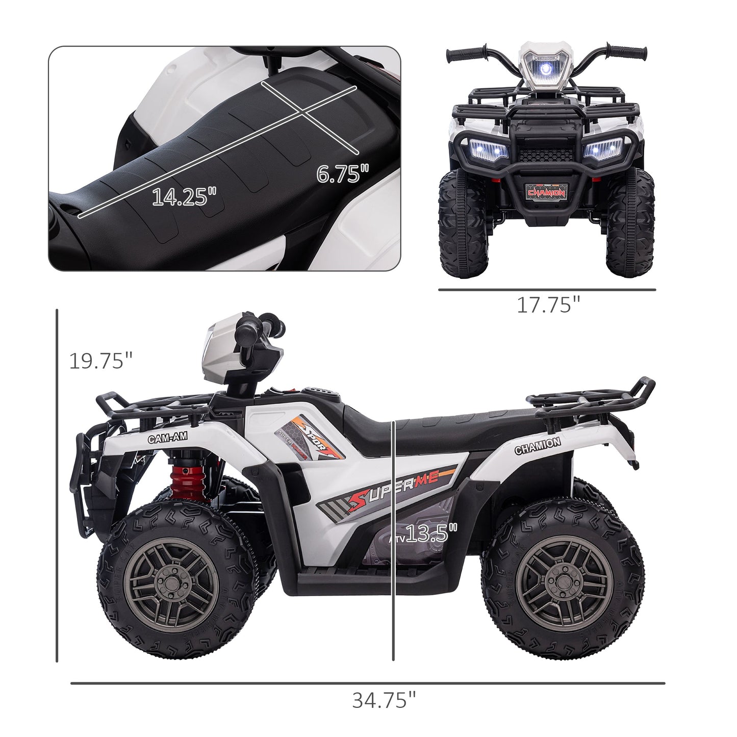 12V Kids ATV with Music, Headlights, and Forward/Backward Function - A Fun Ride for Young Adventurers!