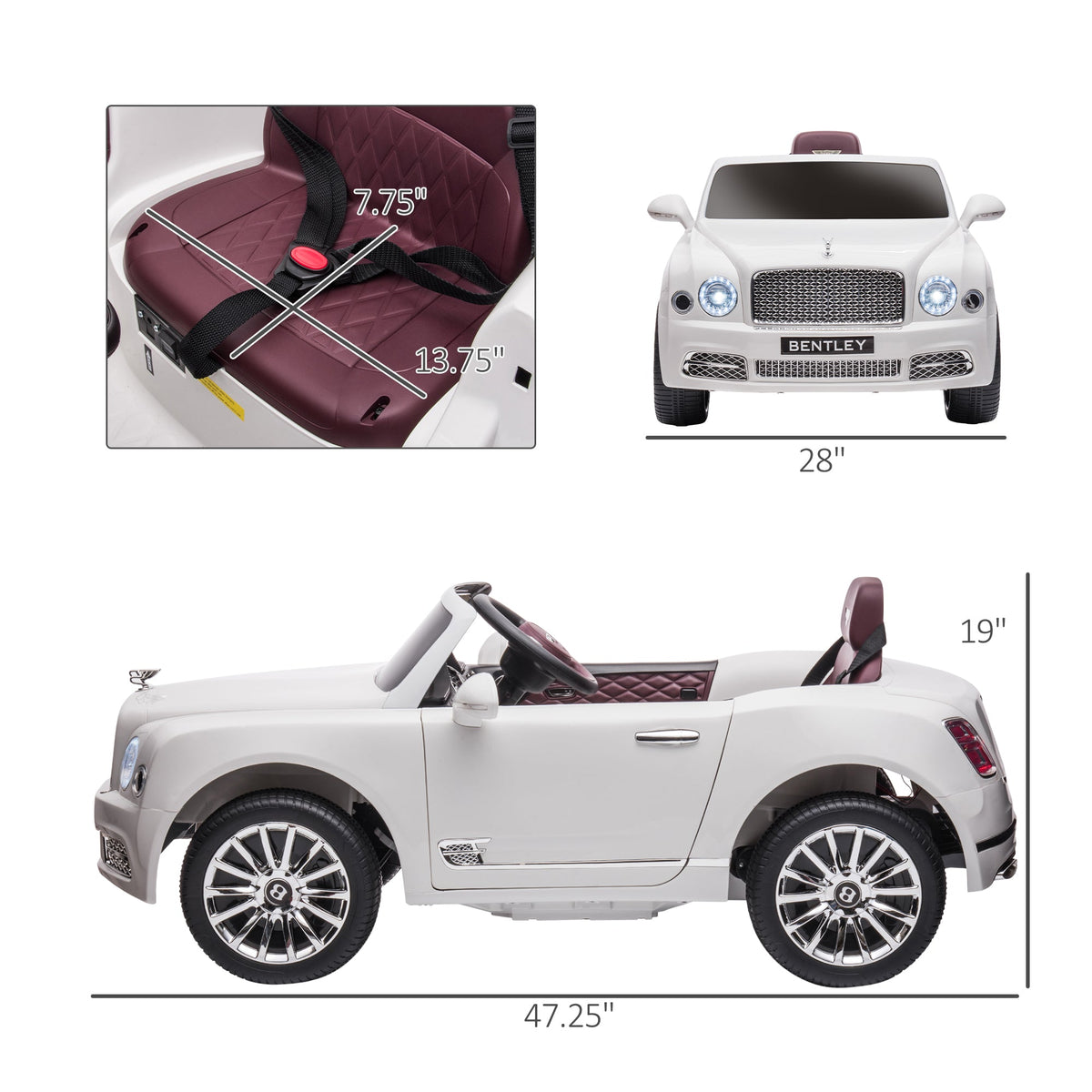 Bentley Mulsanne 12V Electric Ride On Car with LED Lights and MP3 Player