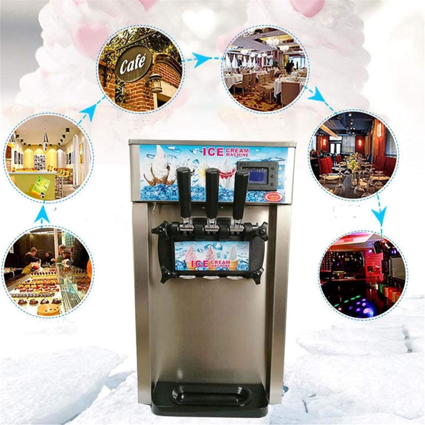 3-Flavor 9L Commercial 1200W Countertop Soft Serve Machine (SAK51986)